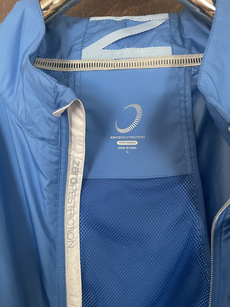 Zero Restriction Classic Golf Windshirt Jacket Men Large Light Blue Lightweight