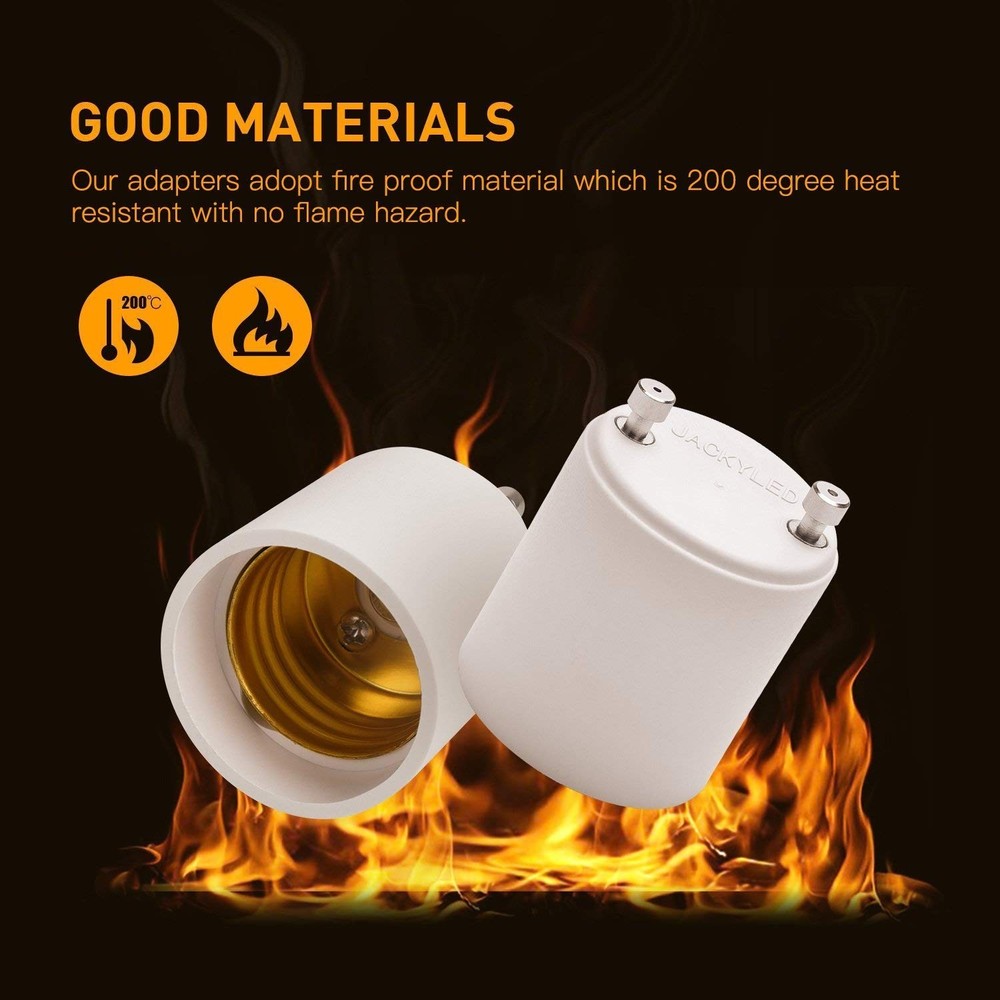2 Pack Fireproof GU24 to E26/E27 Adapters: 392℉ Heat Resistant Solution