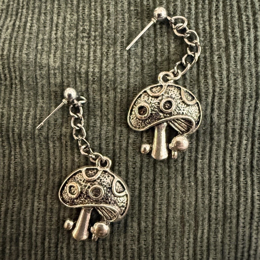 Mushroom Dangle Earrings Witchy NatureSterling Silver 925