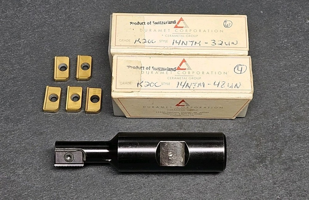 Carmex Indexable Thread Mill & 5 NEW 32 & 48 TPI Inserts SR0570H14 Machinist