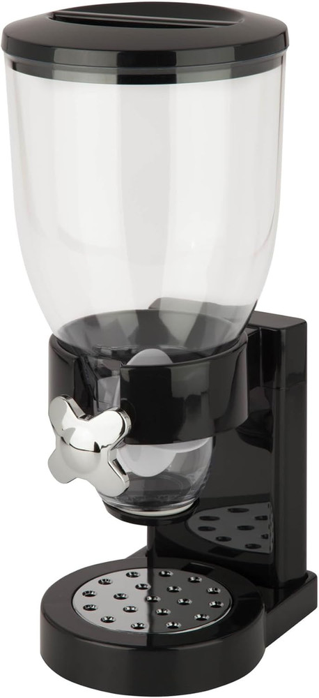Dry Food Dispenser, Single Control, Black/Chrome
