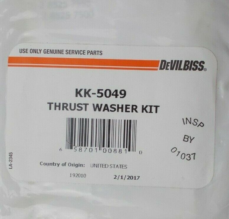 Thrust Washer Kit For; Pressure Tank Devilbiss KK-5049