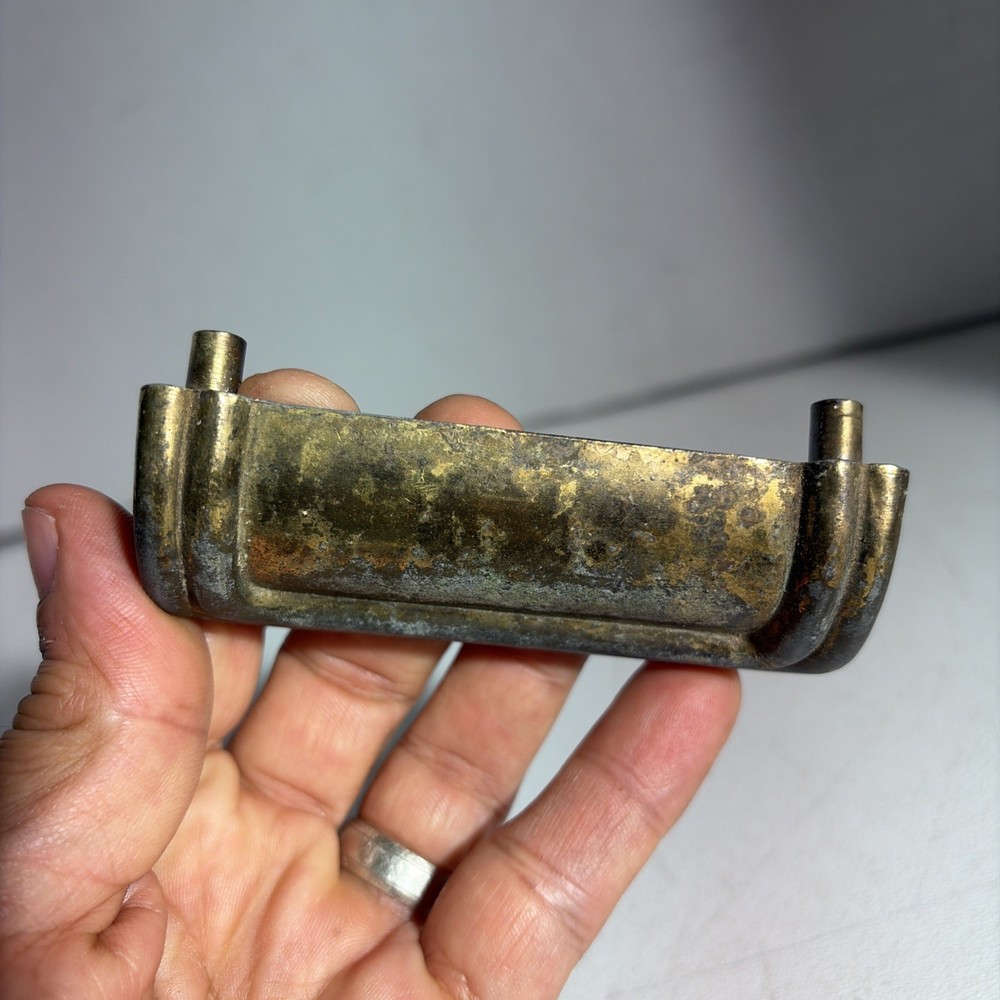 Vintage Art Deco Mid Century Modern Style Single Brass Drawer Pull Handle
