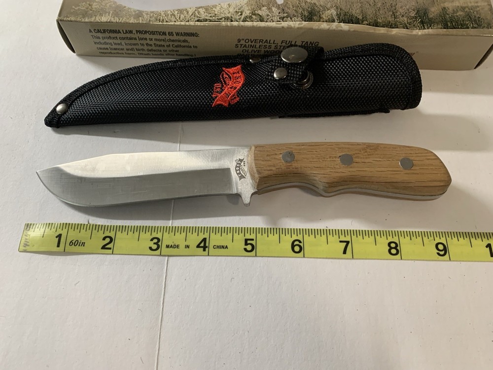 Fixed Blade Bowie Knife Full Tang Wood Handle