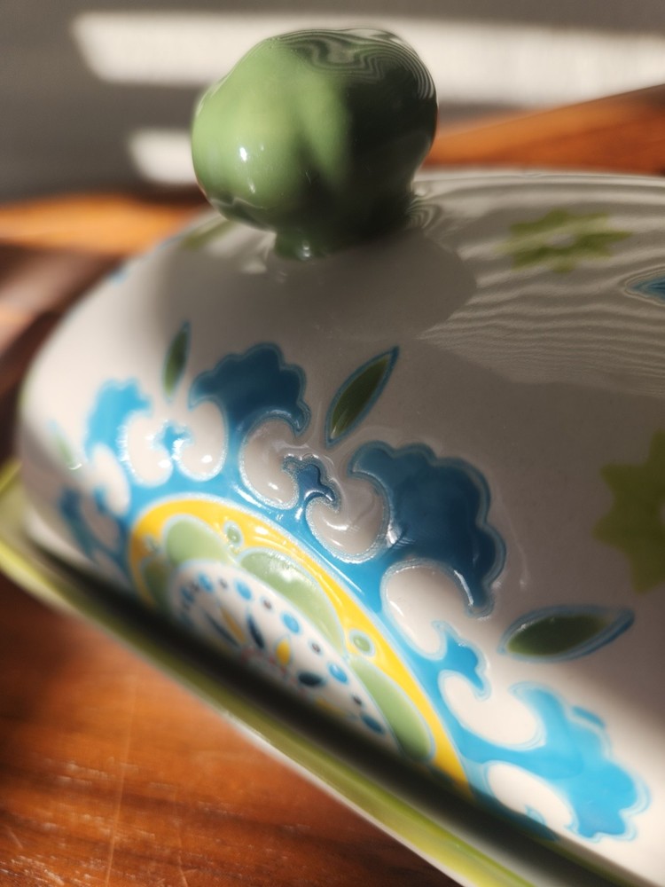 Ceramic Butter dish with Lid Hand Painted
