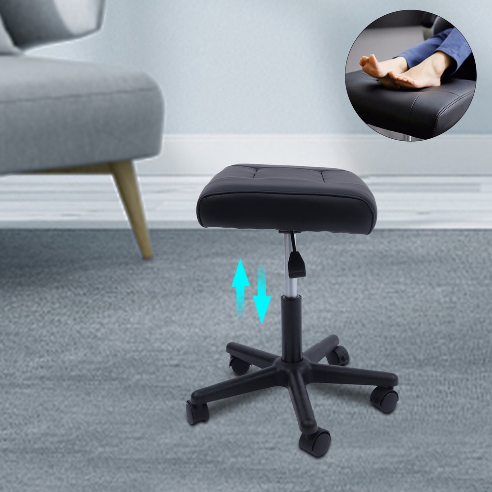 15-20 Inch Footstool Wheels Adjustable Height Rolling Stool Foot Rest Stool