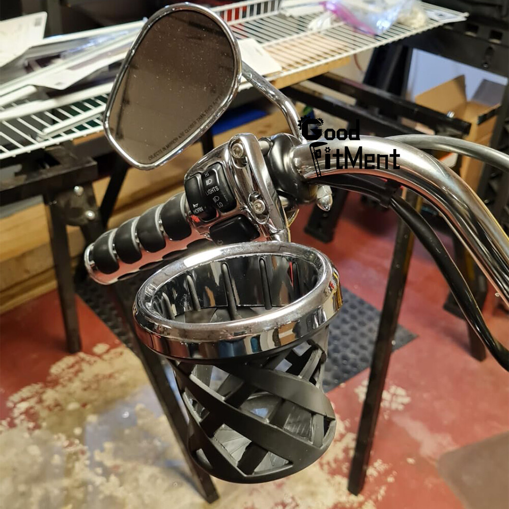 For Harley Motorcycle Electra Glide Handlebar Cup Holder Drink Mesh Basket Mount