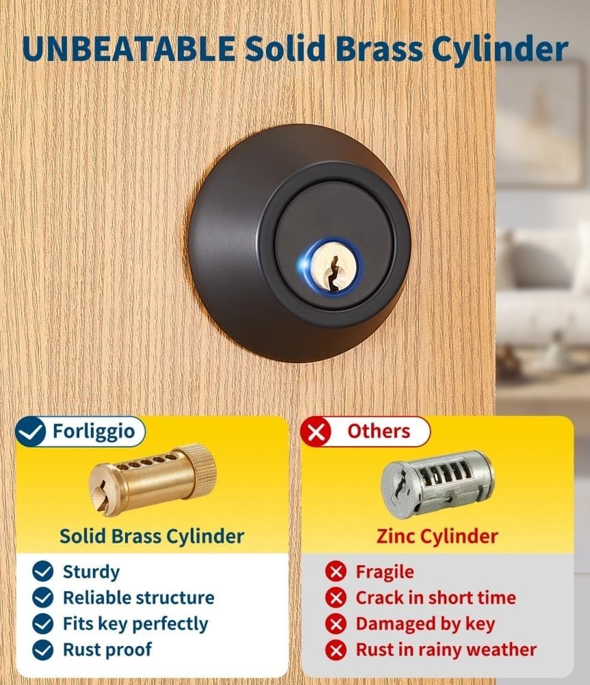 Deadbolt Door Lock Set Grade 3 Enhanced Security for Home Office Black PC