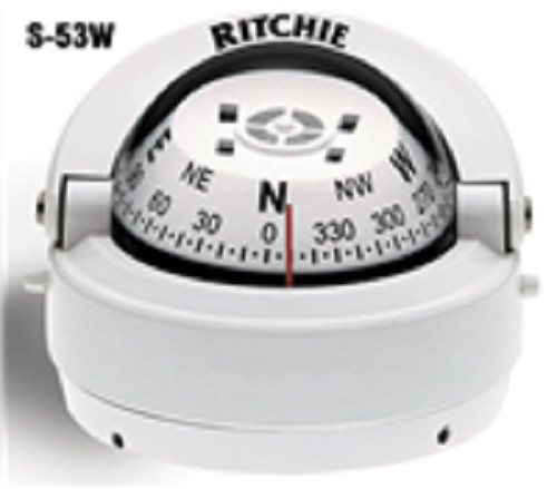Ritchie Explorer 2-3/4in Surface Mount Compass, White – S-53W