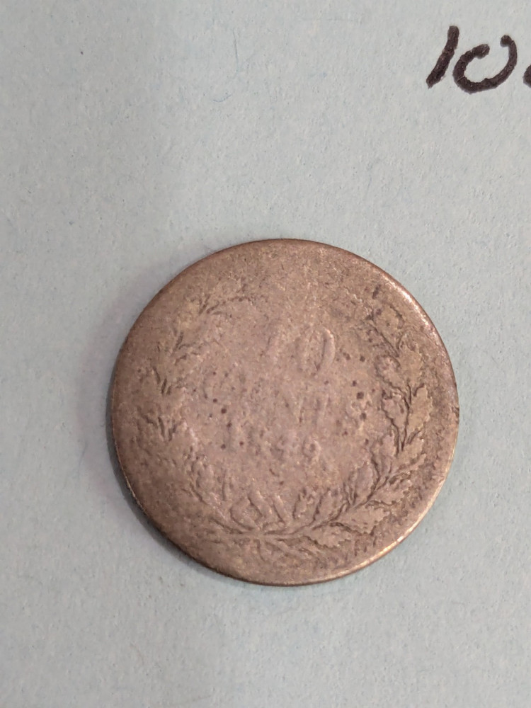 1849 Netherlands 10 Cent Coin KM 75 SILVER