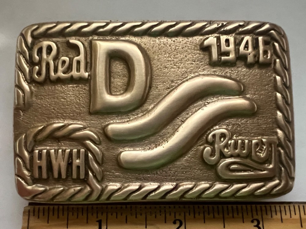 John Wayne SOLID BRASS "The Duke" Red River Belt Buckle 1946 HWH initial version
