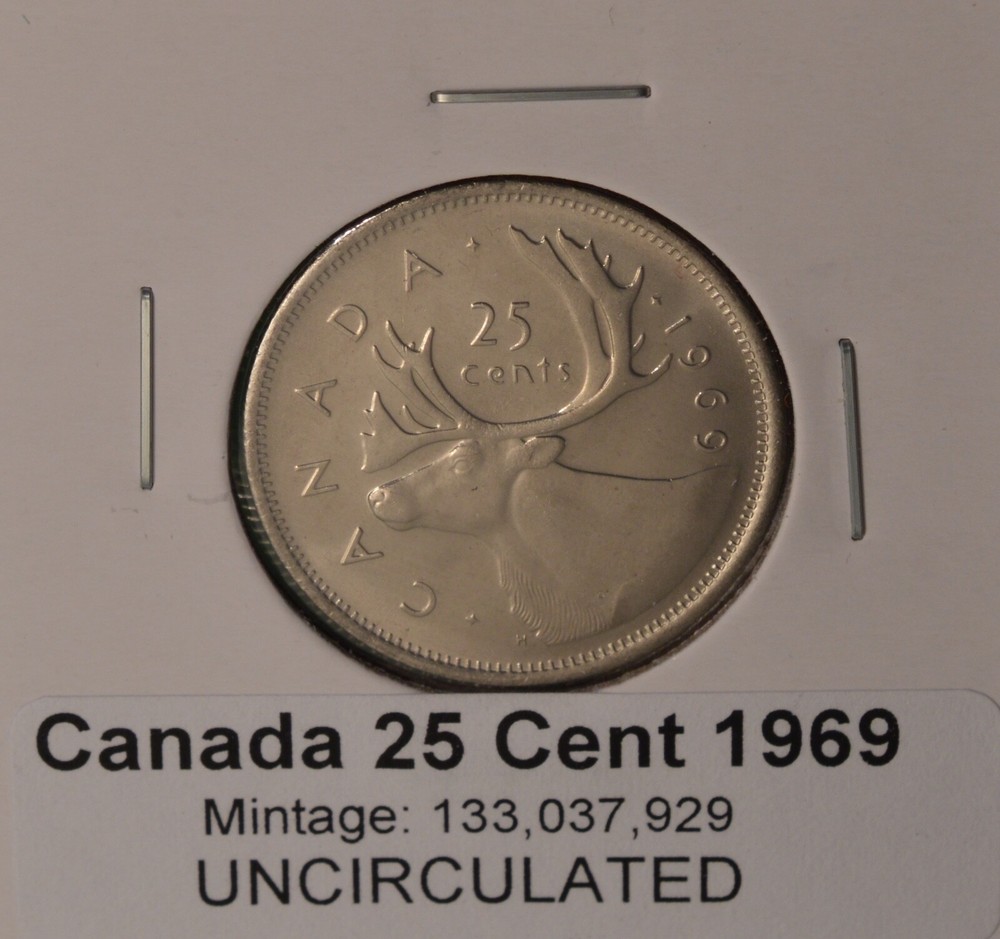 1969 Canada Quarter - UNCIRCULATED - from original mint roll