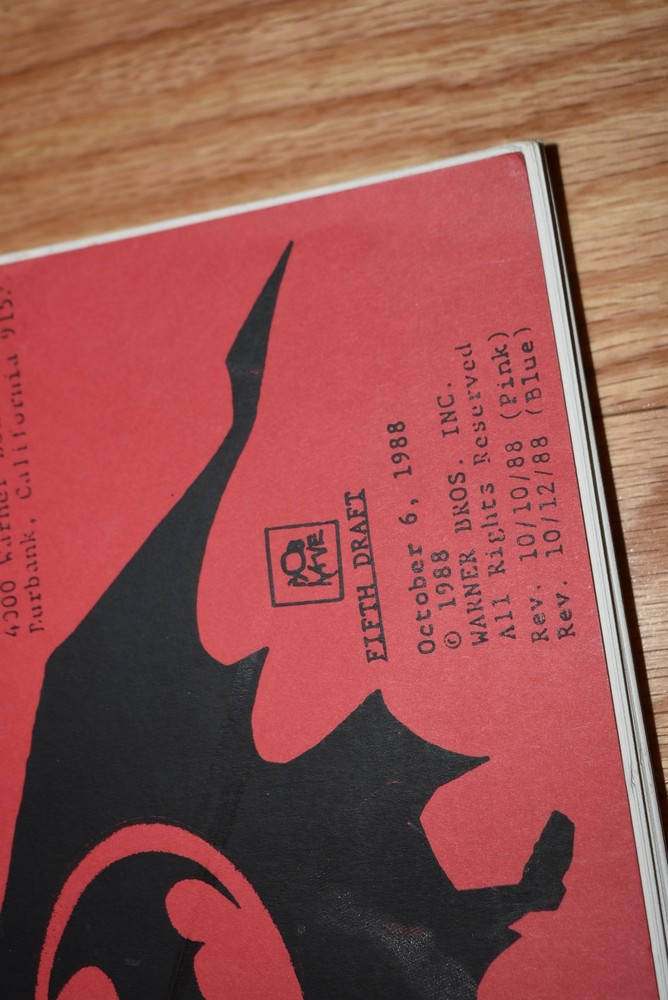 1988 Batman Screenplay 5th Draft By Sam Hamm Warner Bros October 6th Original