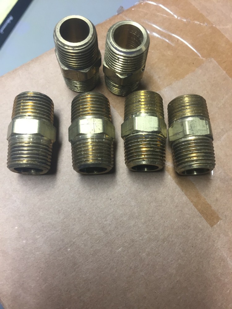 3/8 brass hex pipe nipple - 6pcs