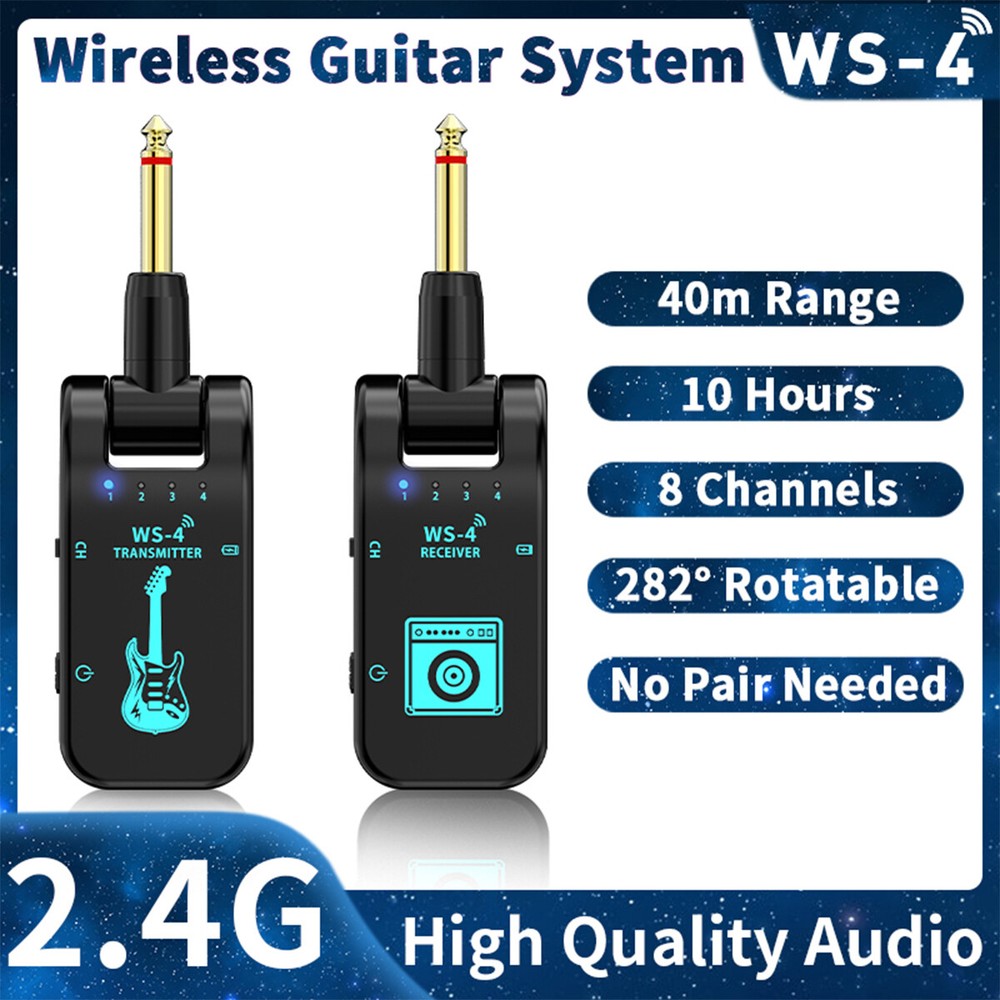 2.4GHz Wireless Guitar System Transmitter Receiver Rechargeable LED Display 40m*