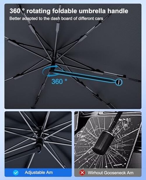 Car Windshield Sun Shade - Foldable Medium(57"L x 32"W) Silvery&Black