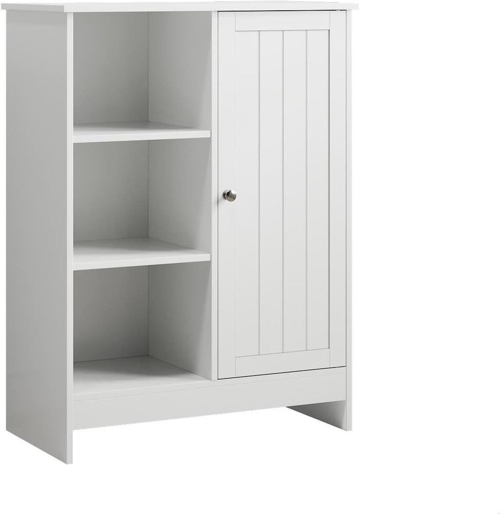 Kezlar White Mid-Century Modern Storage Sideboard with Adjustable Shelves