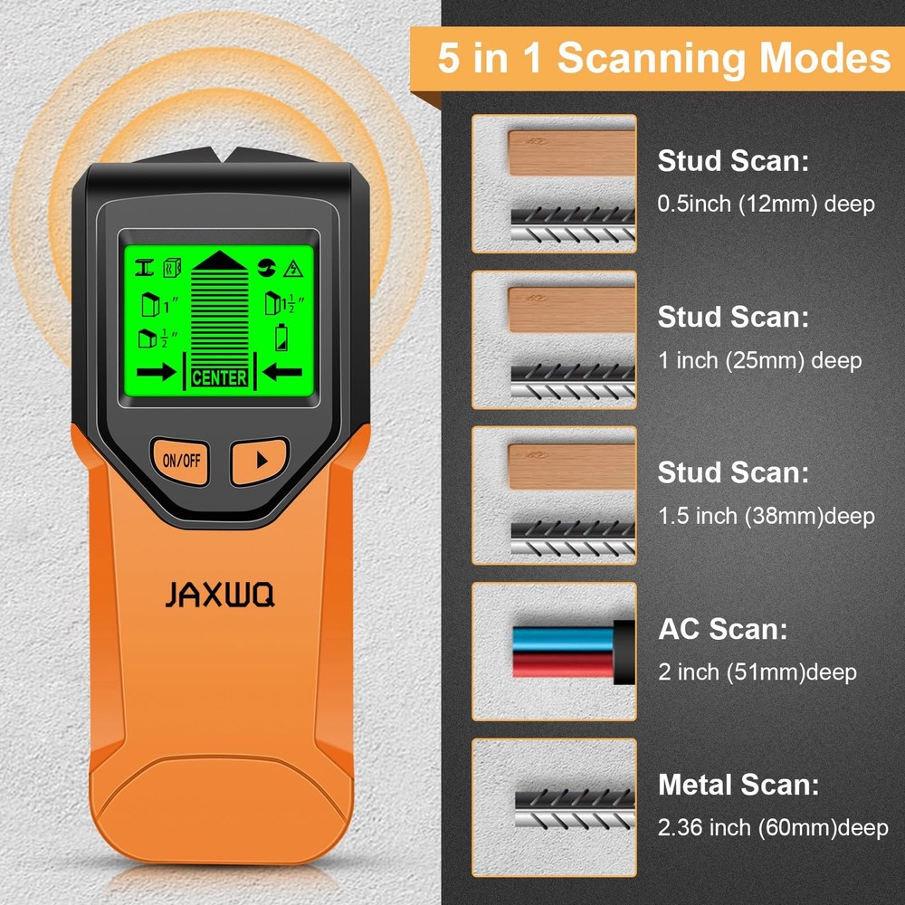 Stud Finder Wall Scanner - 5 in 1 Stud Finder Tool w/Microprocessor Chip and ...