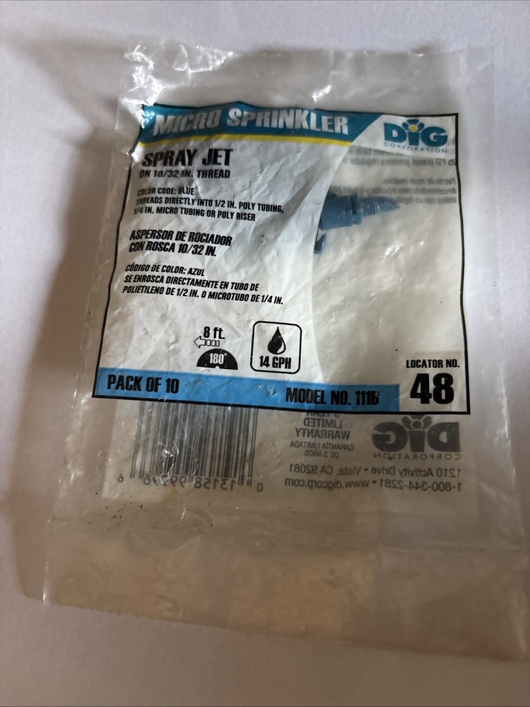 Micro sprinkler Spray Jet Locator 48 Dig On 10/32 In Thread