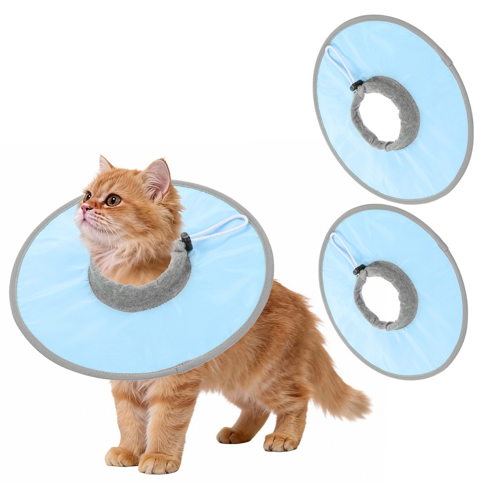 Elizabethan Collar, Recovery Collar ( Polyester, M/L, Light Blue )