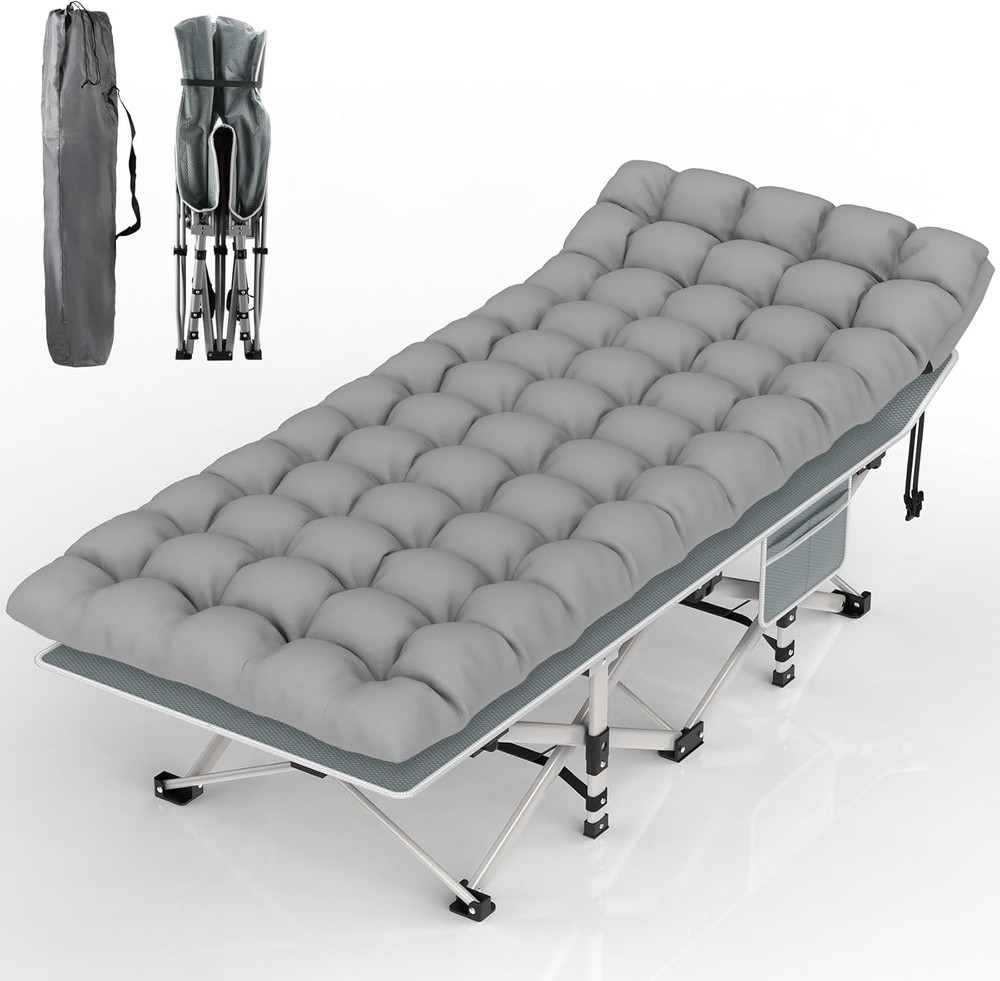 Camping Cot, Folding Camping Cot Bed for Adults Sleeping 1200D Double Layer Oxfo