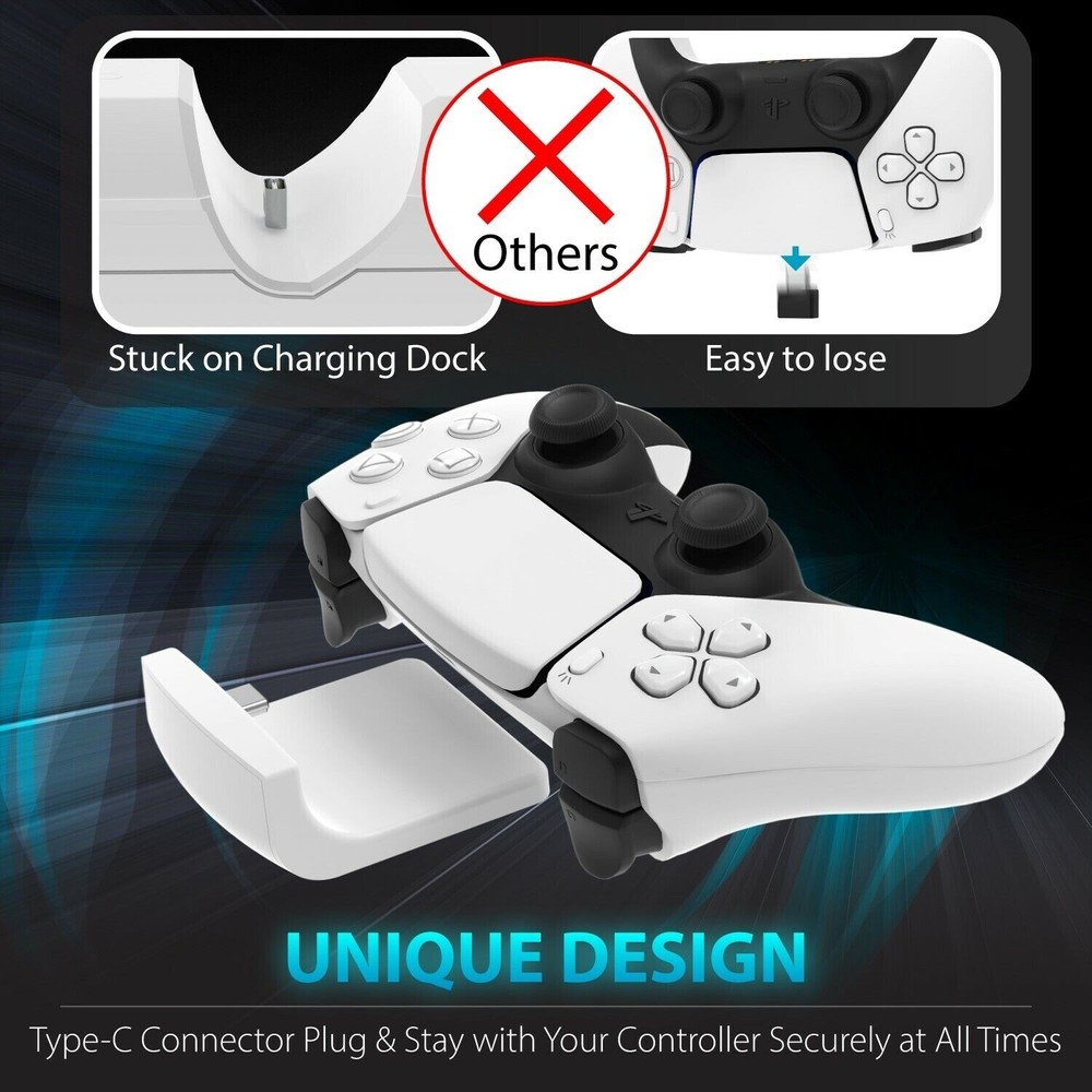 PS5 DualSense Controller Fast Charging Station Dock Stand USB Cable Charger Base
