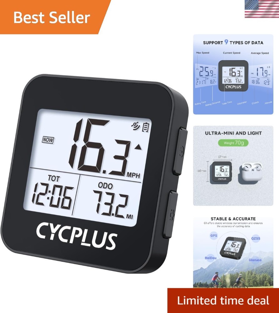 Wireless Cycling Computer with Dynamic GPS & Automatic Backlight for Cyclists