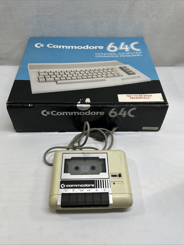 Vintage Commodore 64C Home Computer Console In Blue Box Working W/ Cassette