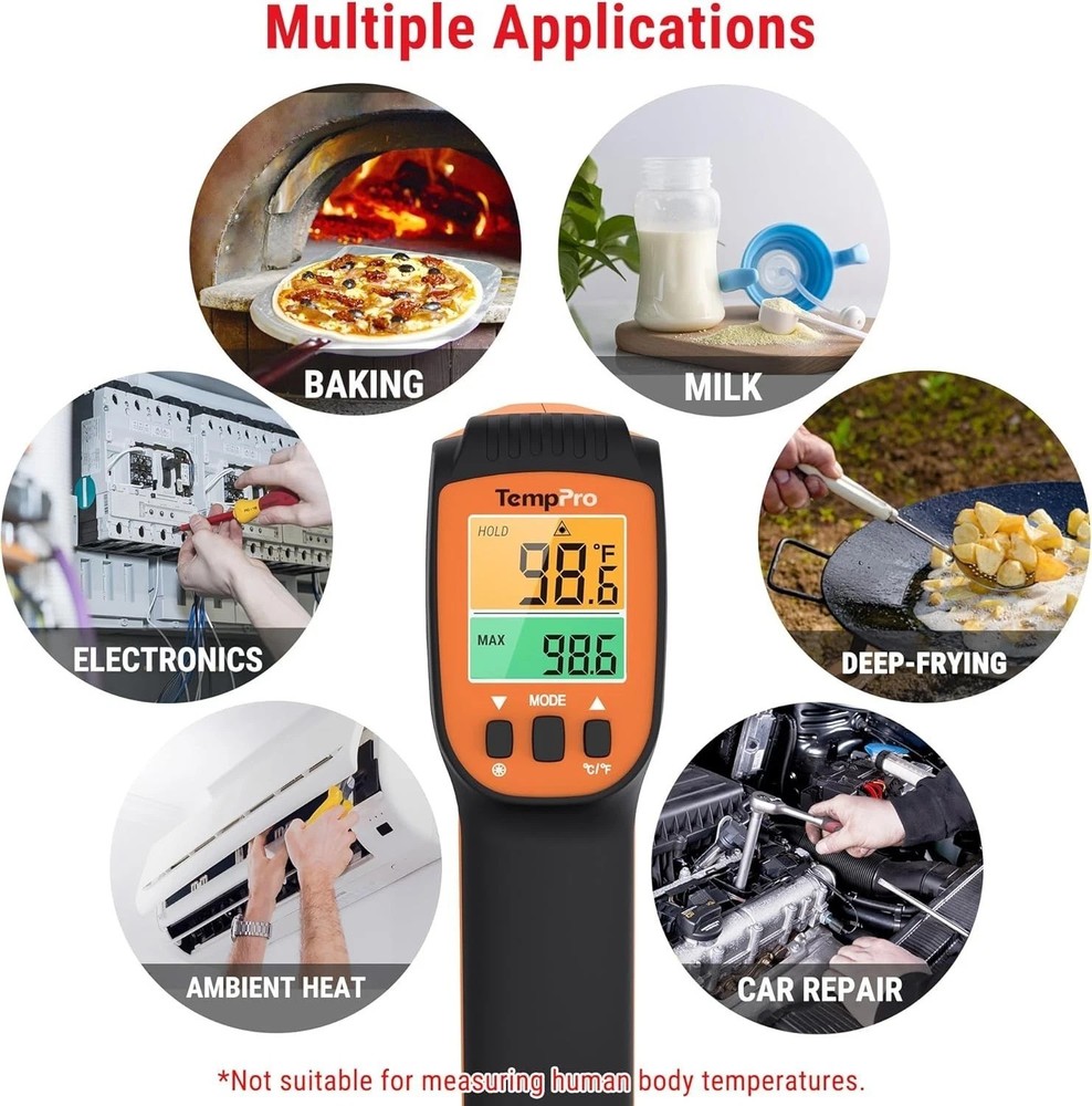 Professional Laser Thermometer Gun - Temp Range -58℉to 1022℉