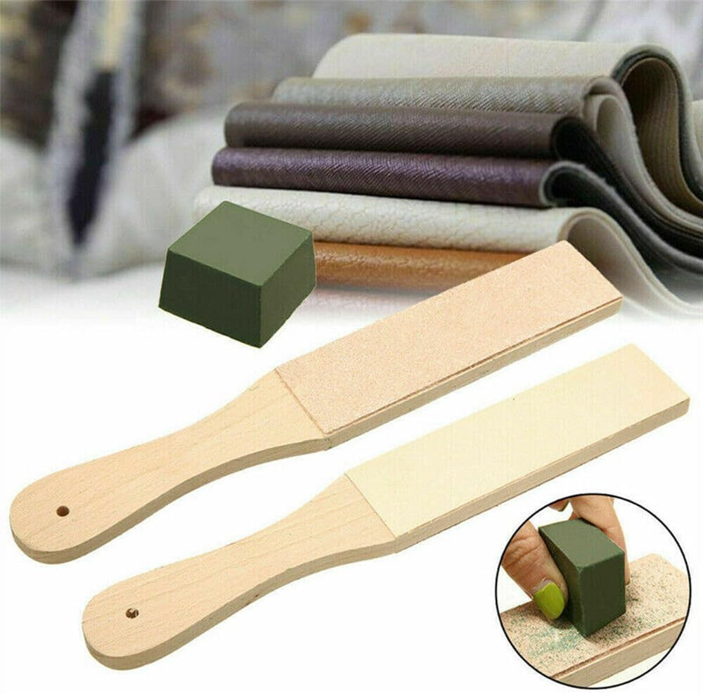 Double Sided Leather Strop Tool Paddle Compound Knife Kit Sharpener Honing