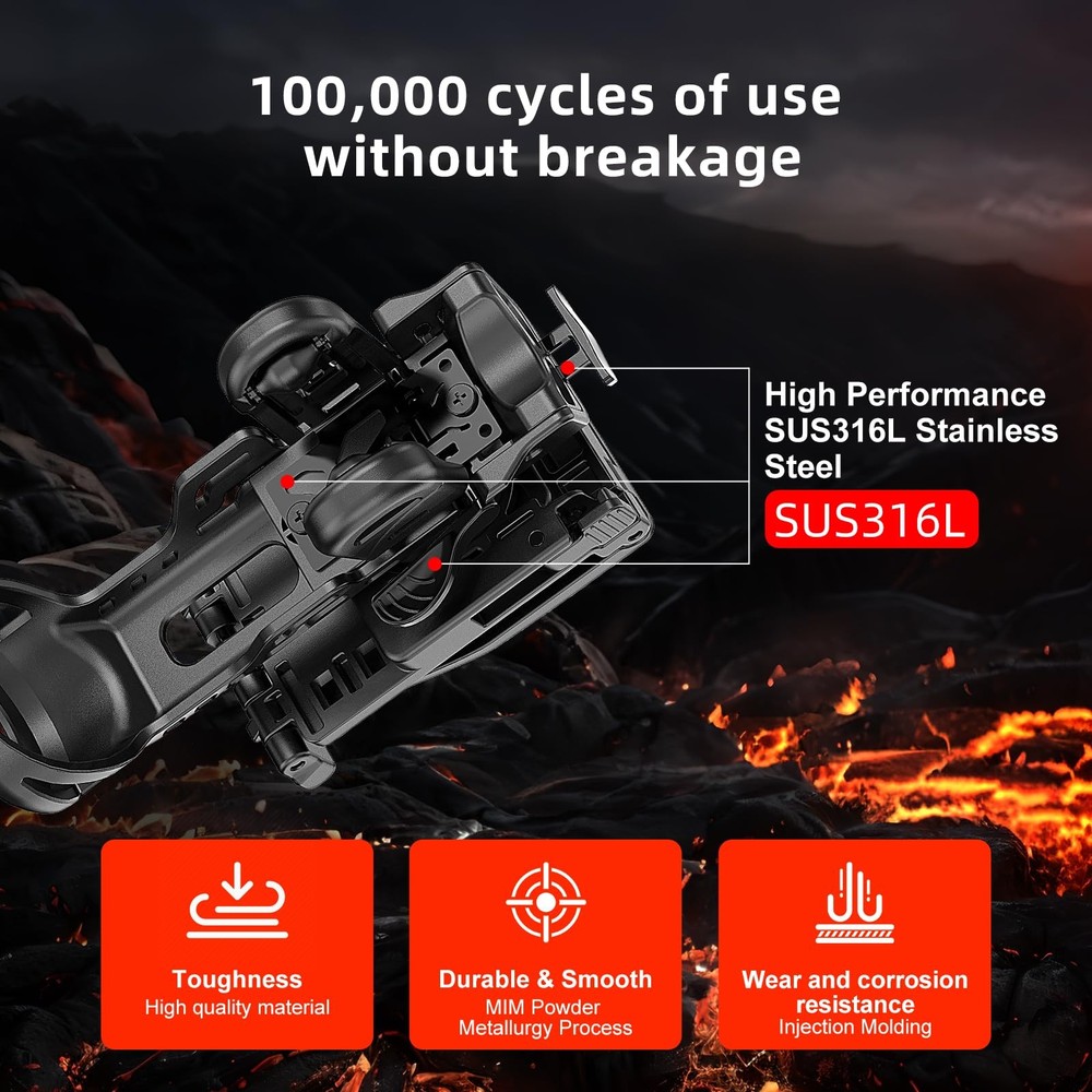 Klarus AH3 Upgraded Flashlight Holster: 360° Rotation, 1-Second Black