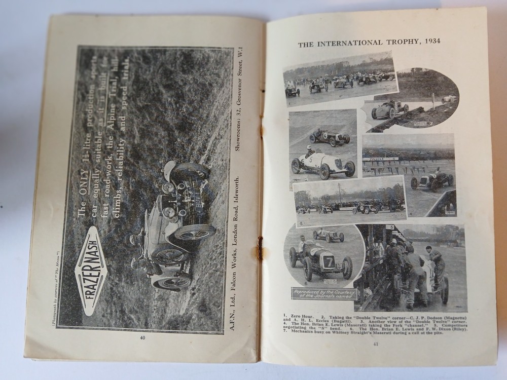 Brooklands International trophy programme May 1935.Boooklands programme.