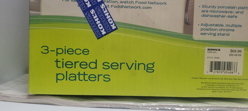 New! Open Box Food Network Three Tiered Serving Platters