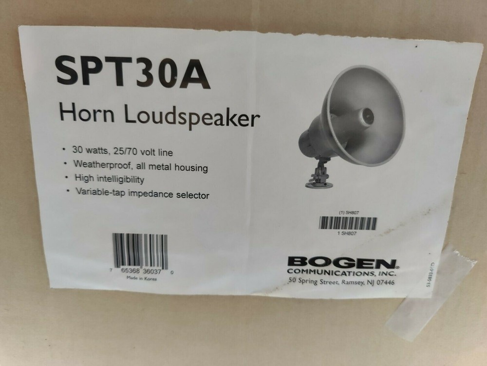 Permanent Magnet Horn Loudspeaker SPT30A Bogen Communications 30W