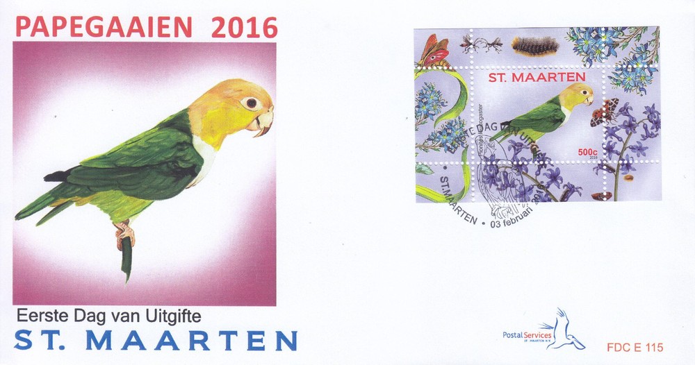 Sint Maarten Issue FDC 2016 (115) Birds - Parrots