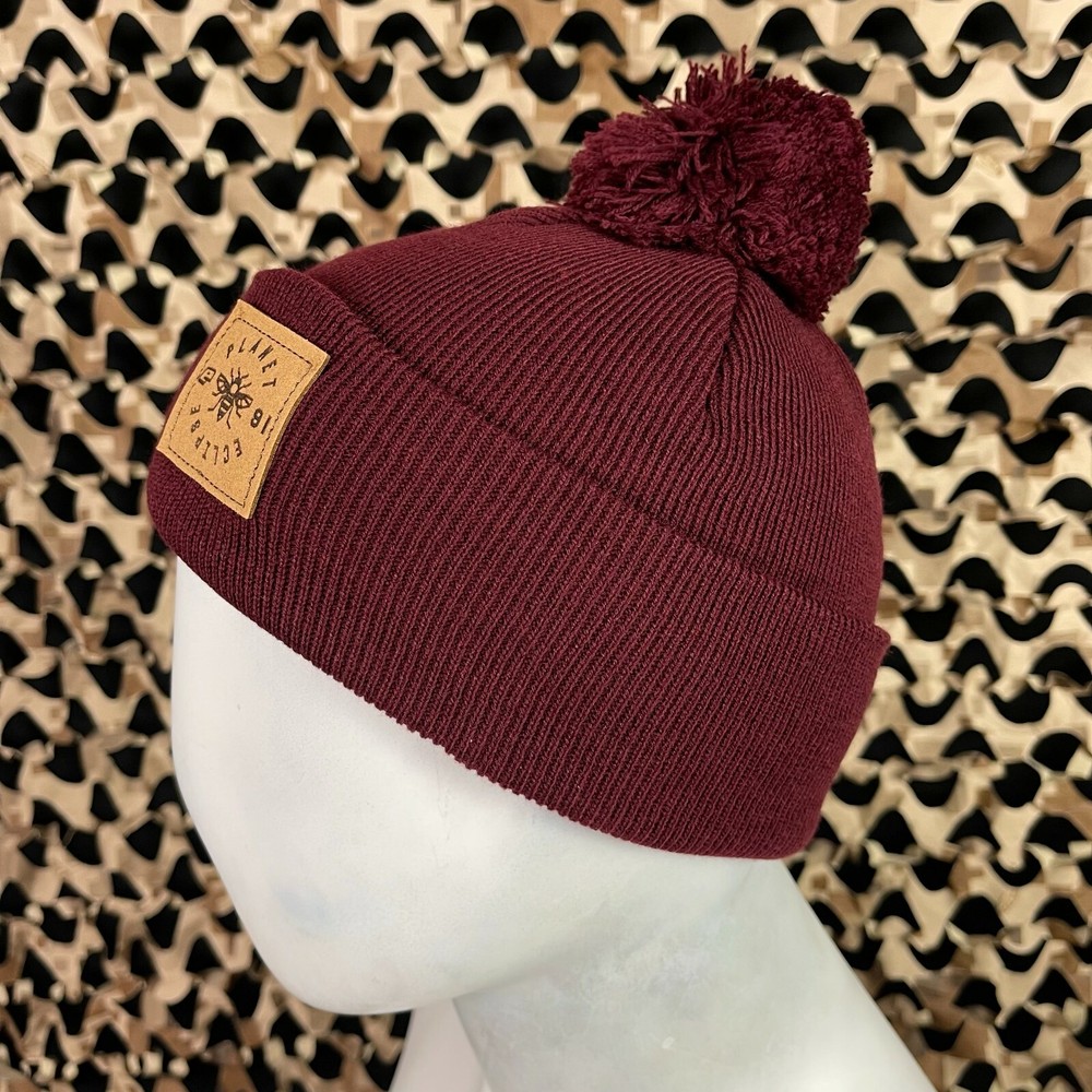 NEW Planet Eclipse Worker Pom Beanie - Burgundy