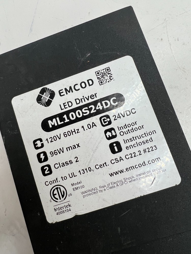OEM Emcod ML100S24DC LED Driver 24VDC, Class 2, 120V 60Hz 1A, 96W Maximum