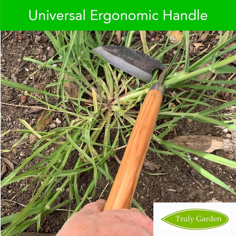 Effortless Weeding Tool with Sharp Sickle & Leather Sheath