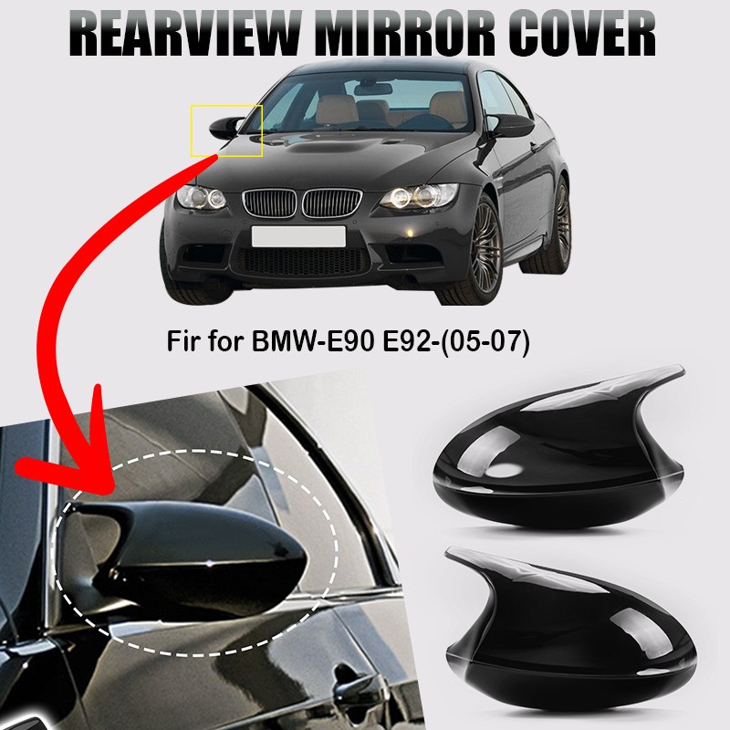 2PCS Glossy Black Mirror Cap Cover Replacement for BMW E90 E91 E92 E93 PRE-LCI
