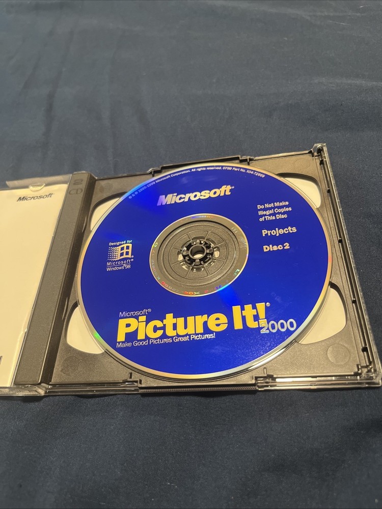 Microsoft Picture It 2000 2 Disc Set For Windows 98