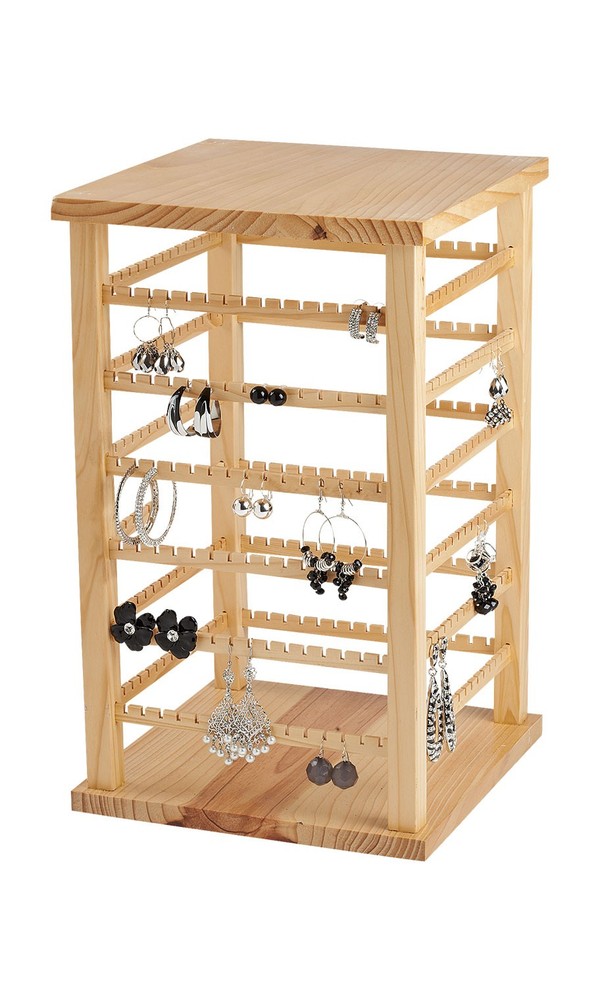 Large Wood Rotating Earring Display
