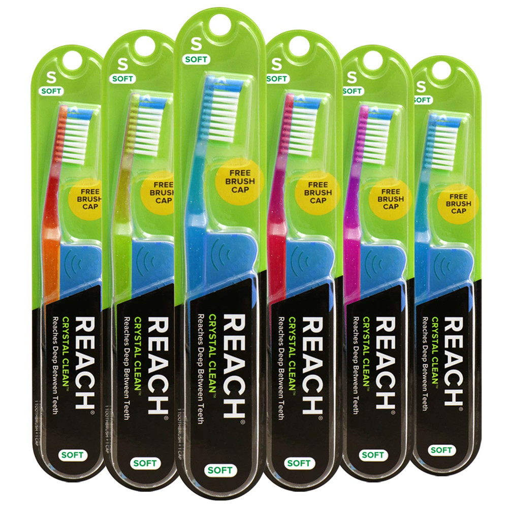 Soft Bristle Toothbrush Value Pack Angled Neck Plaque Removal Assorted 6 Count