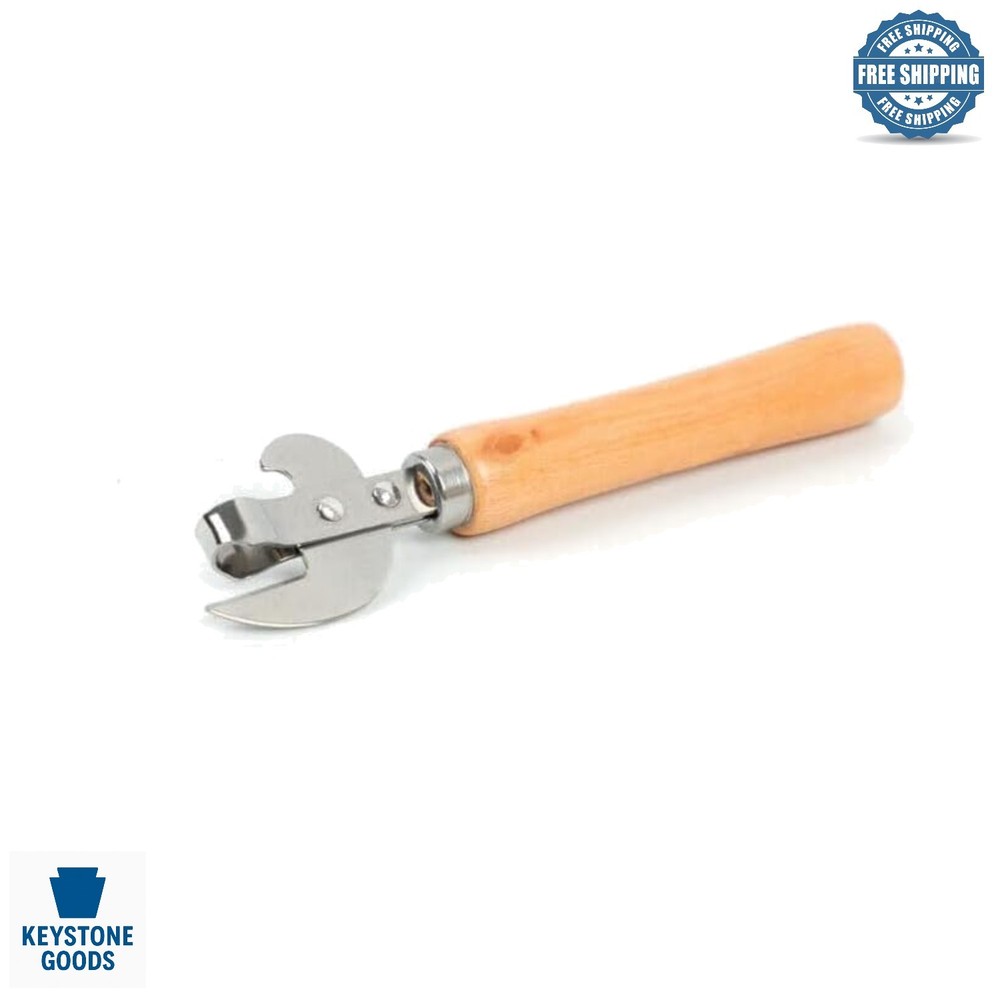 Stainless Steel Multi-Function Can Opener with Wood Handle