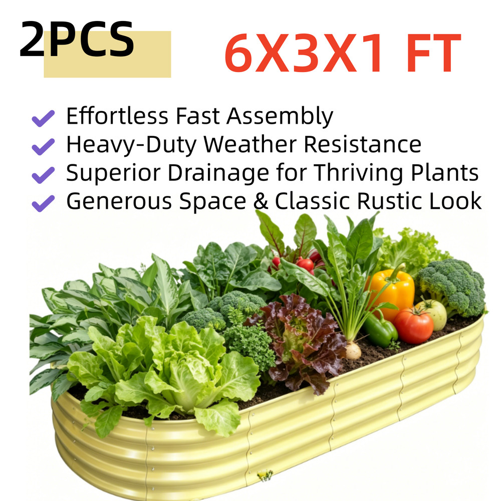 Open Bottom Drainage Raised Planter Box 6X3FT Weather Resistant Backyard Use NEW