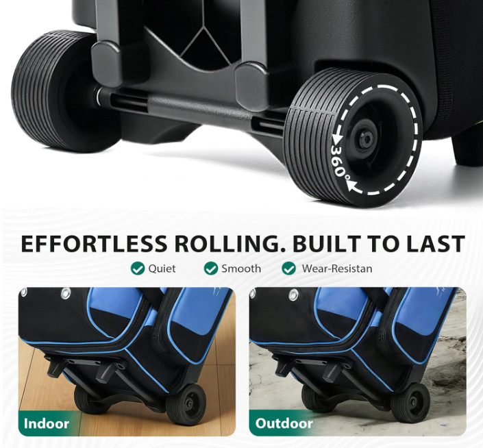 Double Roller 2 Ball Bowling Bag w/ Shoe Compartment & Handle