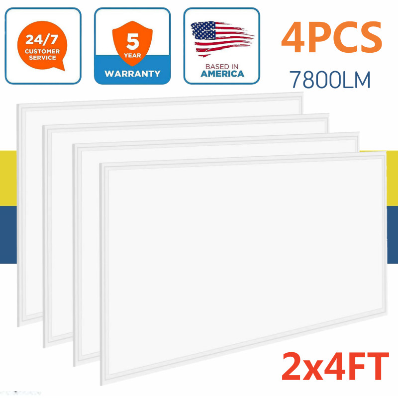4Pack 2x4 FT LED Light Flat Panel, 8400 LM Dimmable Recessed Drop Ceiling Lights