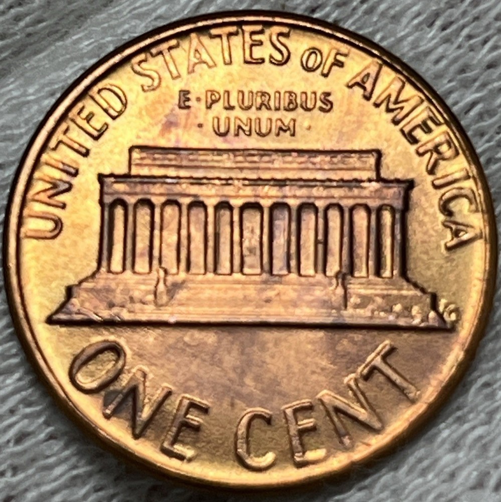 1975 Lincoln Penny Errors DDR Rainbow Toning Uncirculated