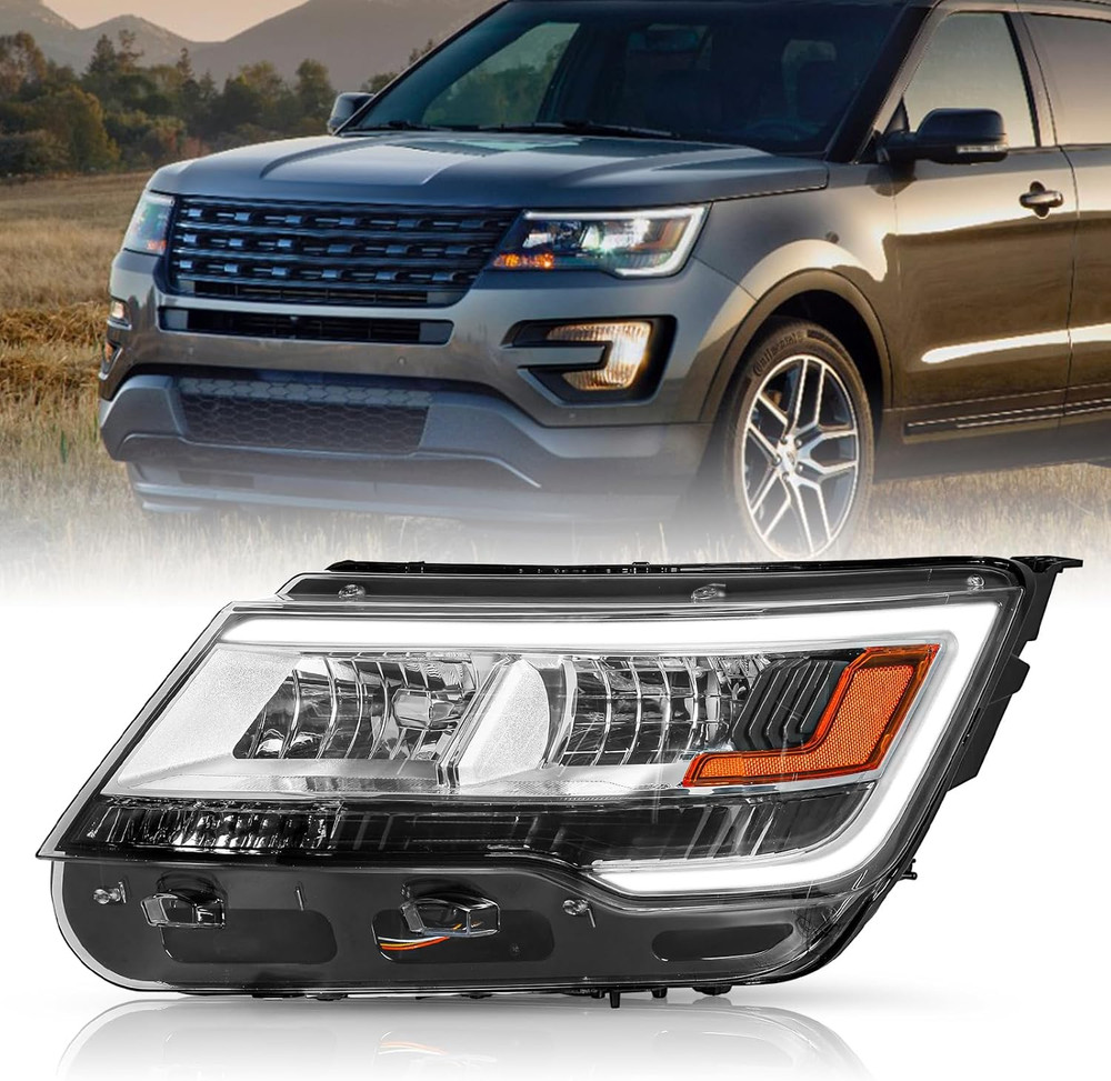 Headlight Assembly for 2016 2017 2018 2019 Ford Explorer with LED DRL, Left Driv