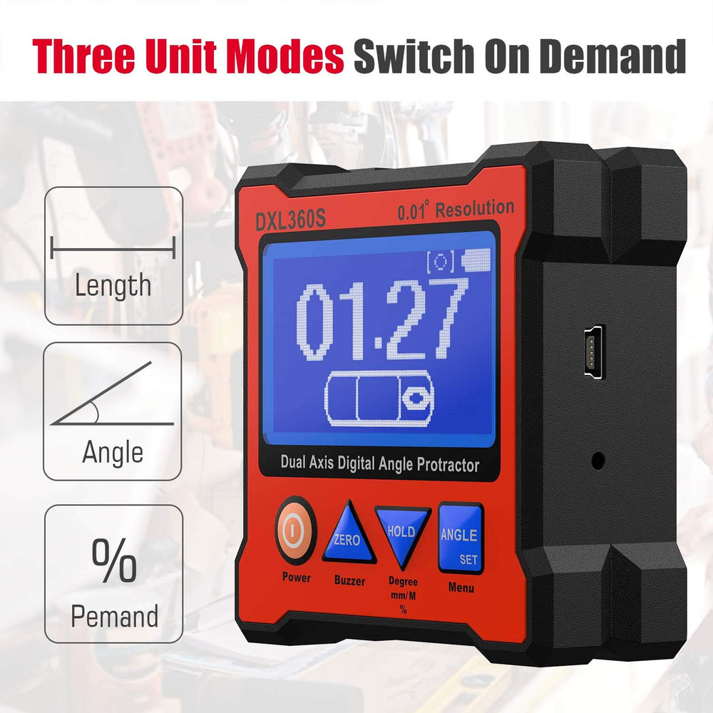 Dual Axis Digital Angle Protractor, Digital Level Angle Gauge GYRO + Gravity 2 i