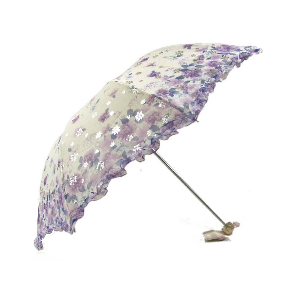 Three Fold Sun/Rain Floral Lace Umbrella